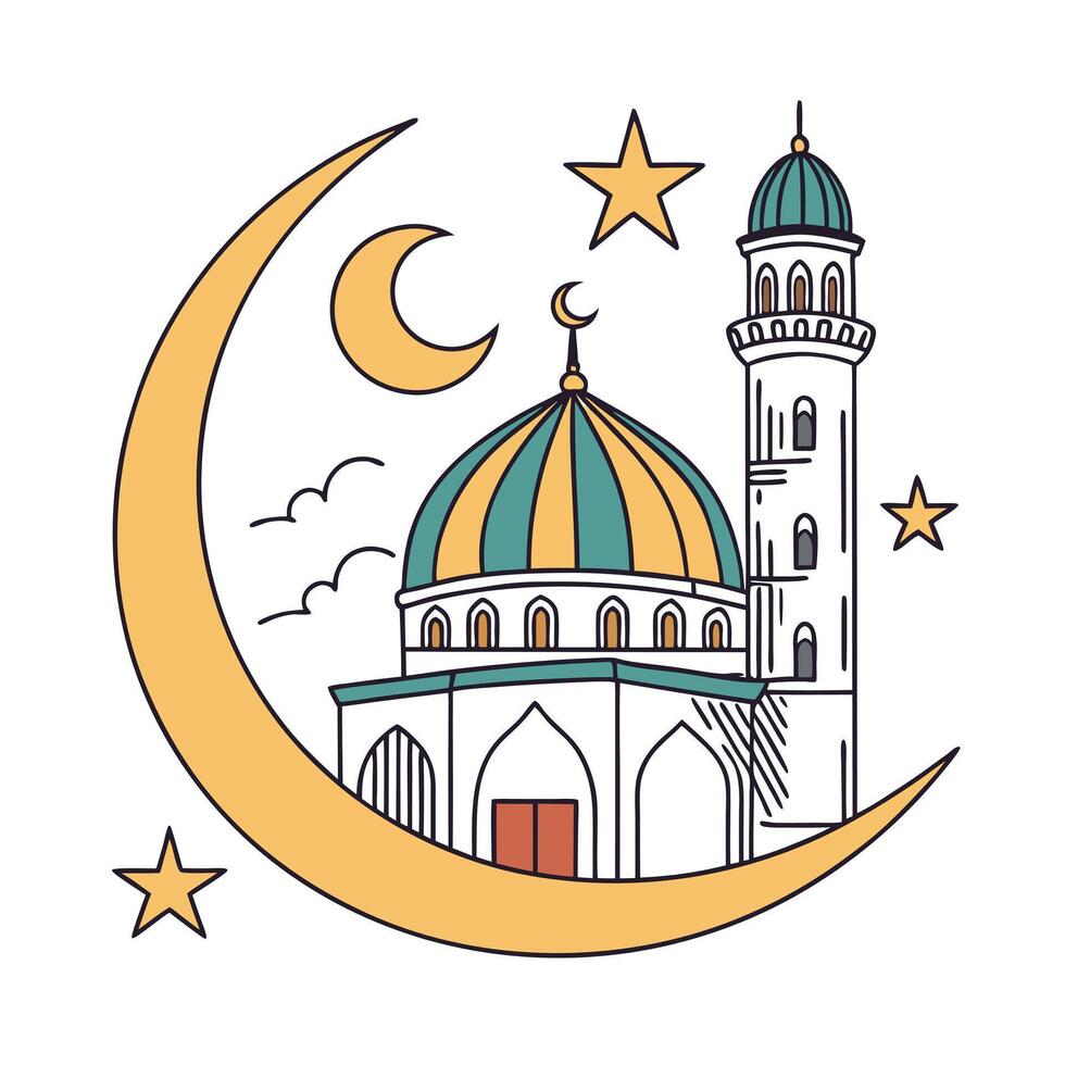 symbol This stylized graphic showcases a mosque vector