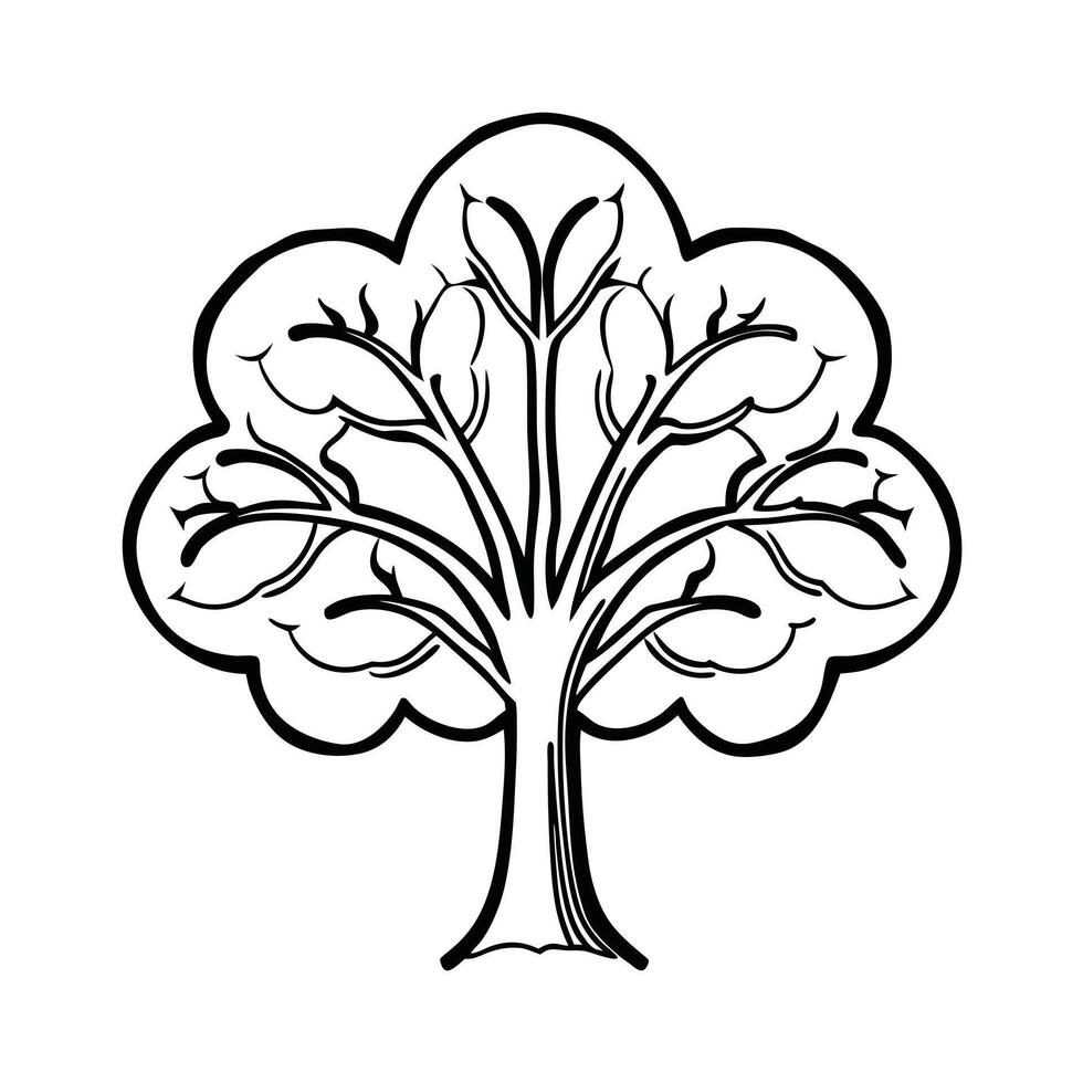A stylized, symmetrical tree silhouette, perfect for nature-themed designs. vector