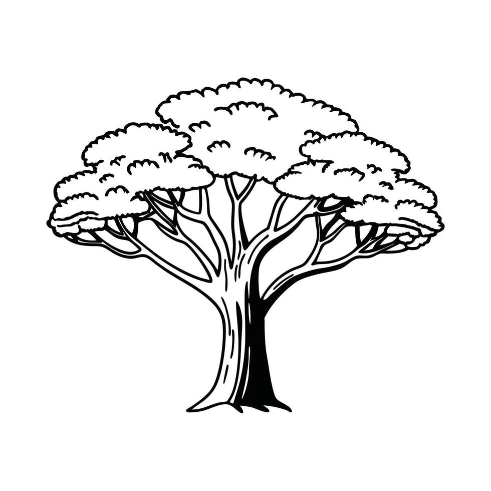 Elegant Black and White Tree Silhouette vector
