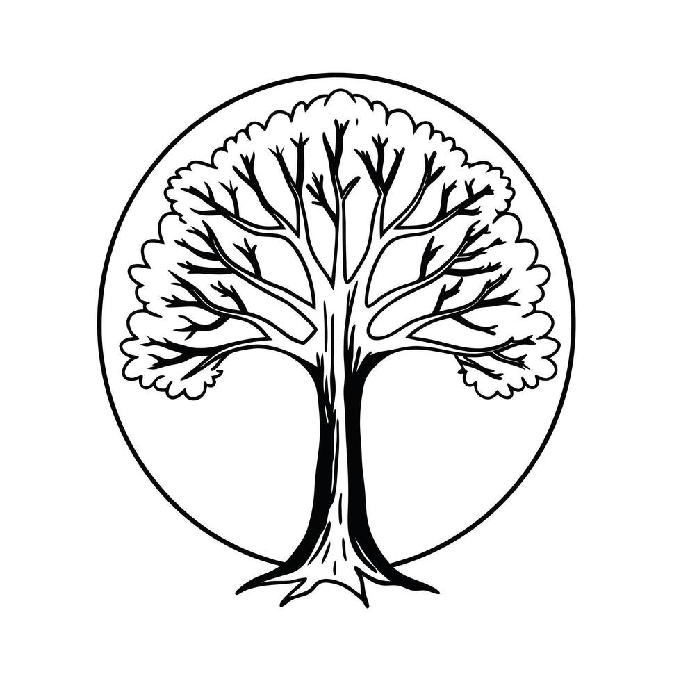 Striking Black and White Silhouette of a Majestic Tree vector