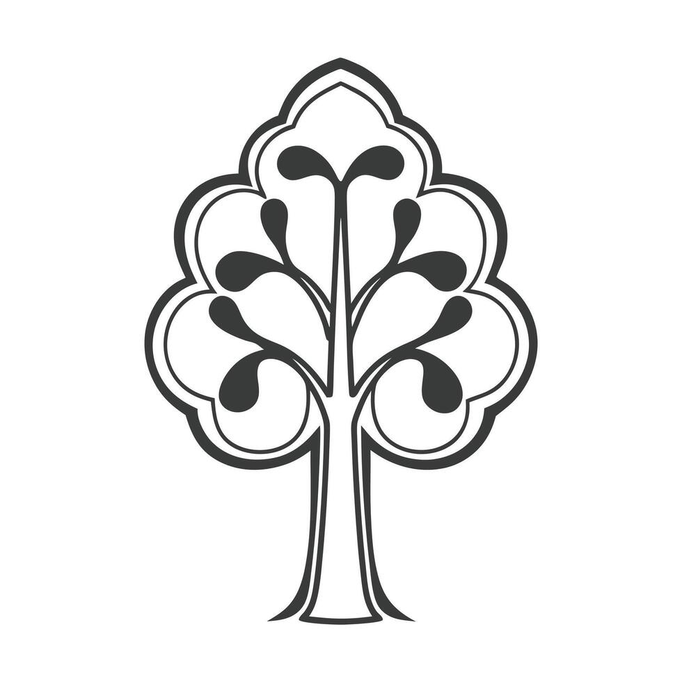 Stylized Black and White Tree Silhouette for Design or Illustration vector
