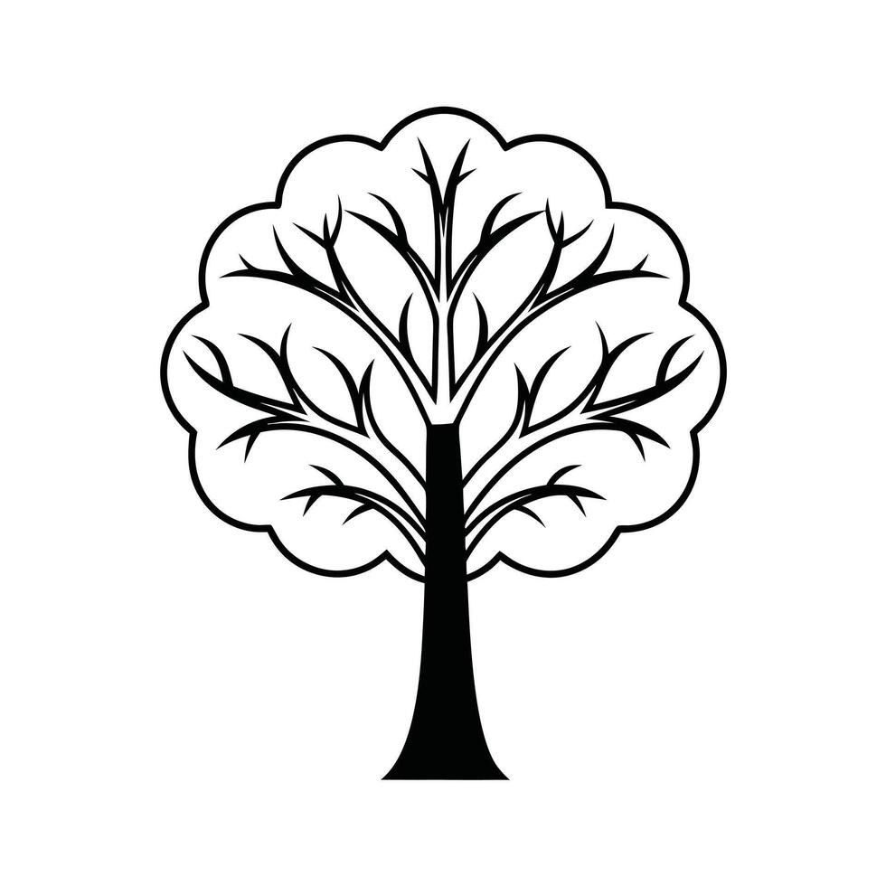 Simple black and white illustration of a majestic tree. vector