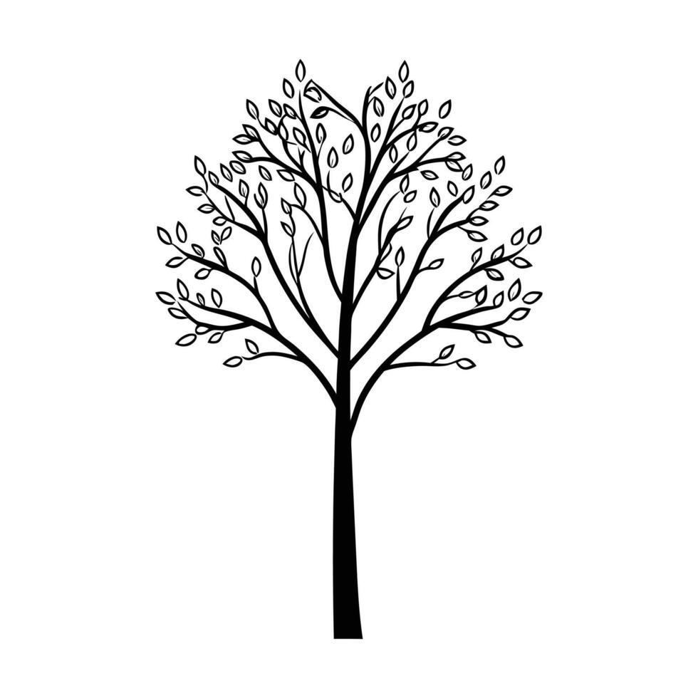 Elegant Black and White Silhouette of a Majestic Tree vector