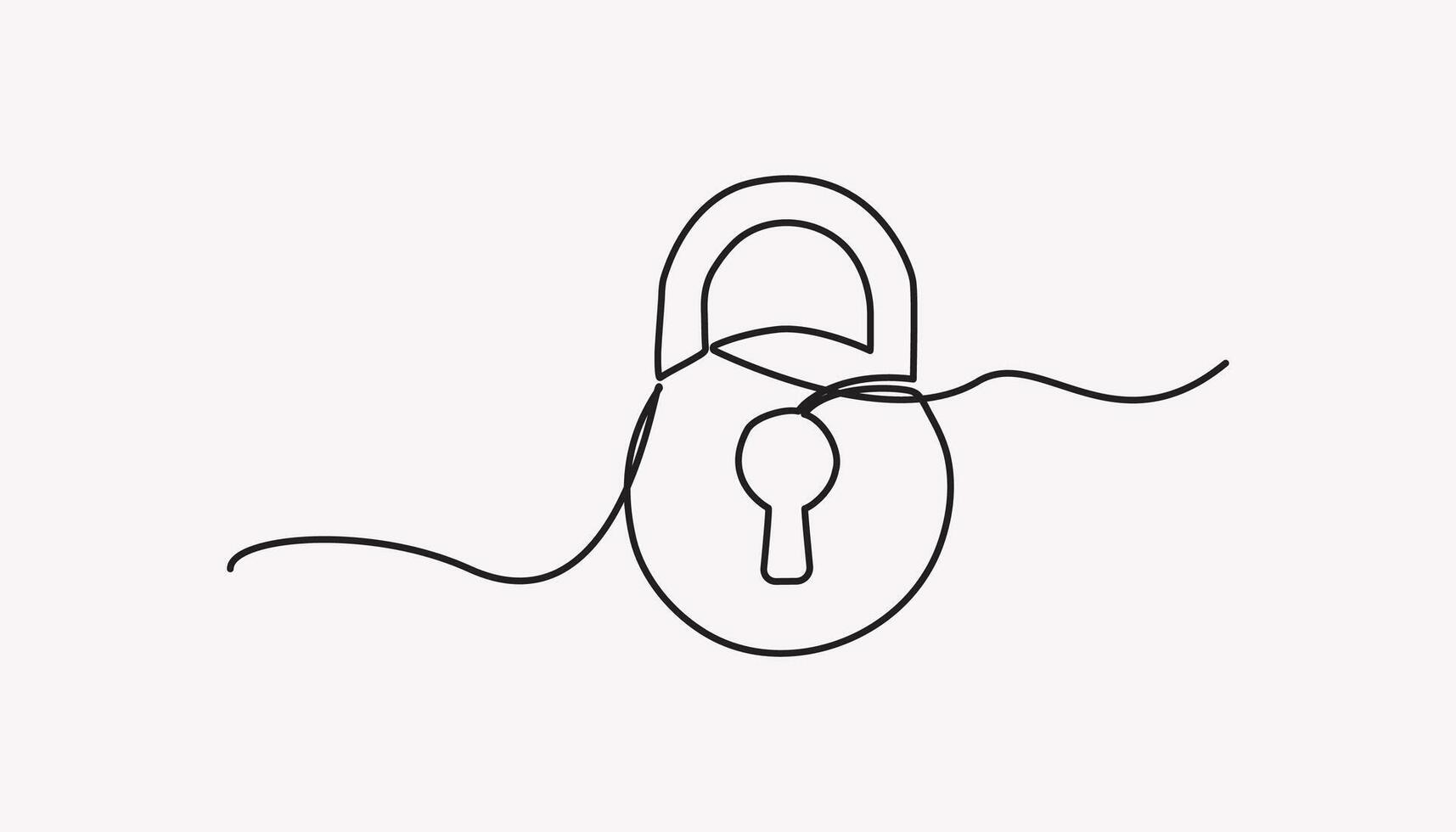 lock continuous one line drawing vector