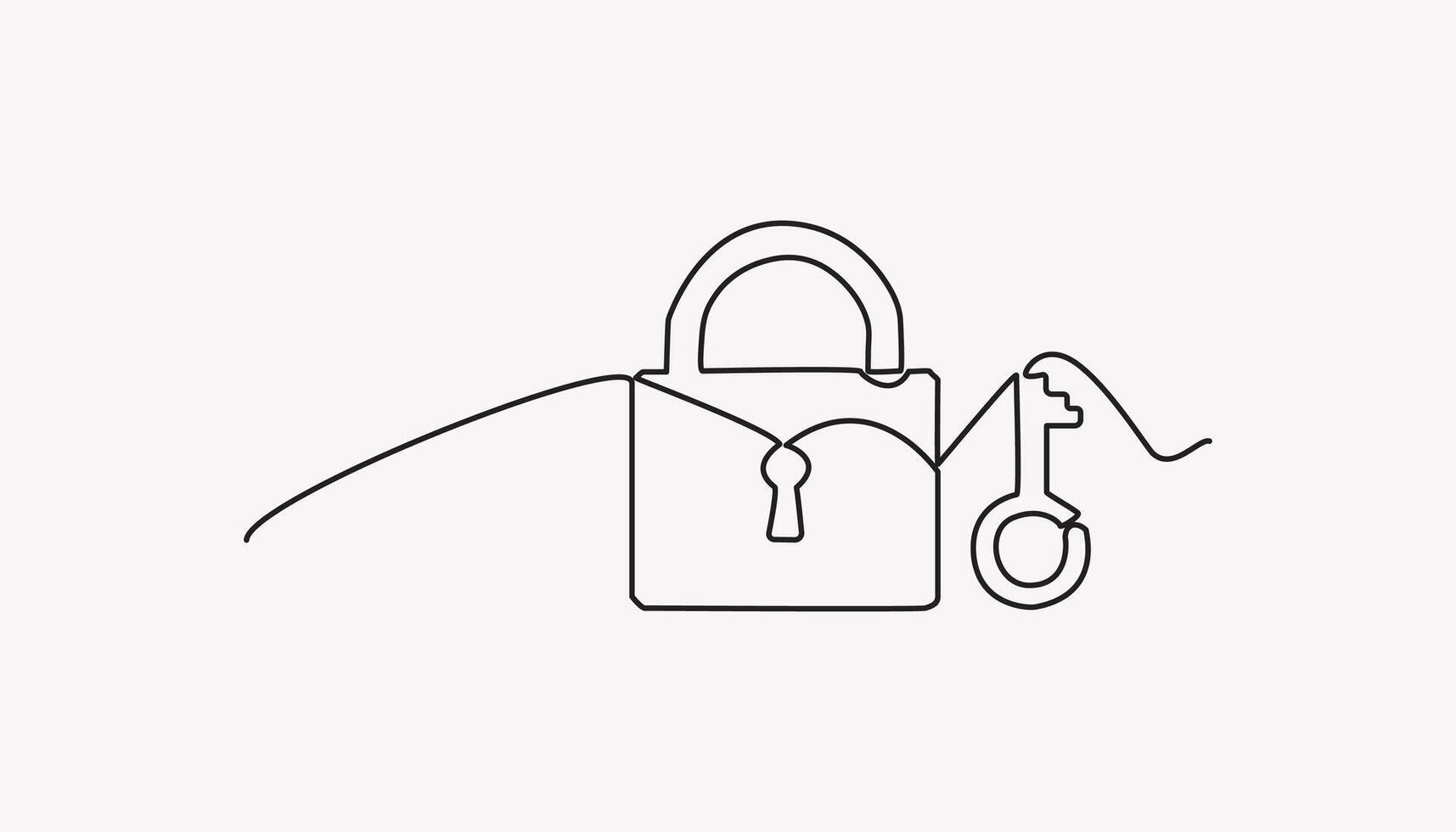 lock with key continuous one line drawing vector
