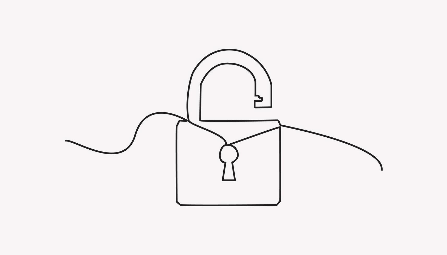 Lock continuous one line drawing of Isolated outline vector