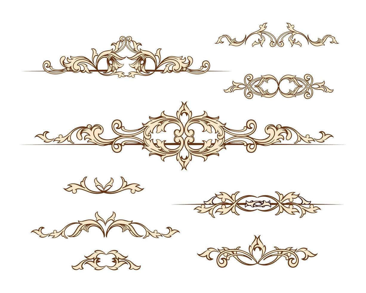 Set of Vintage Decorations Elements. Flourishes Calligraphic Ornaments and Frames. Retro Style Design Collection for Invitations. vector