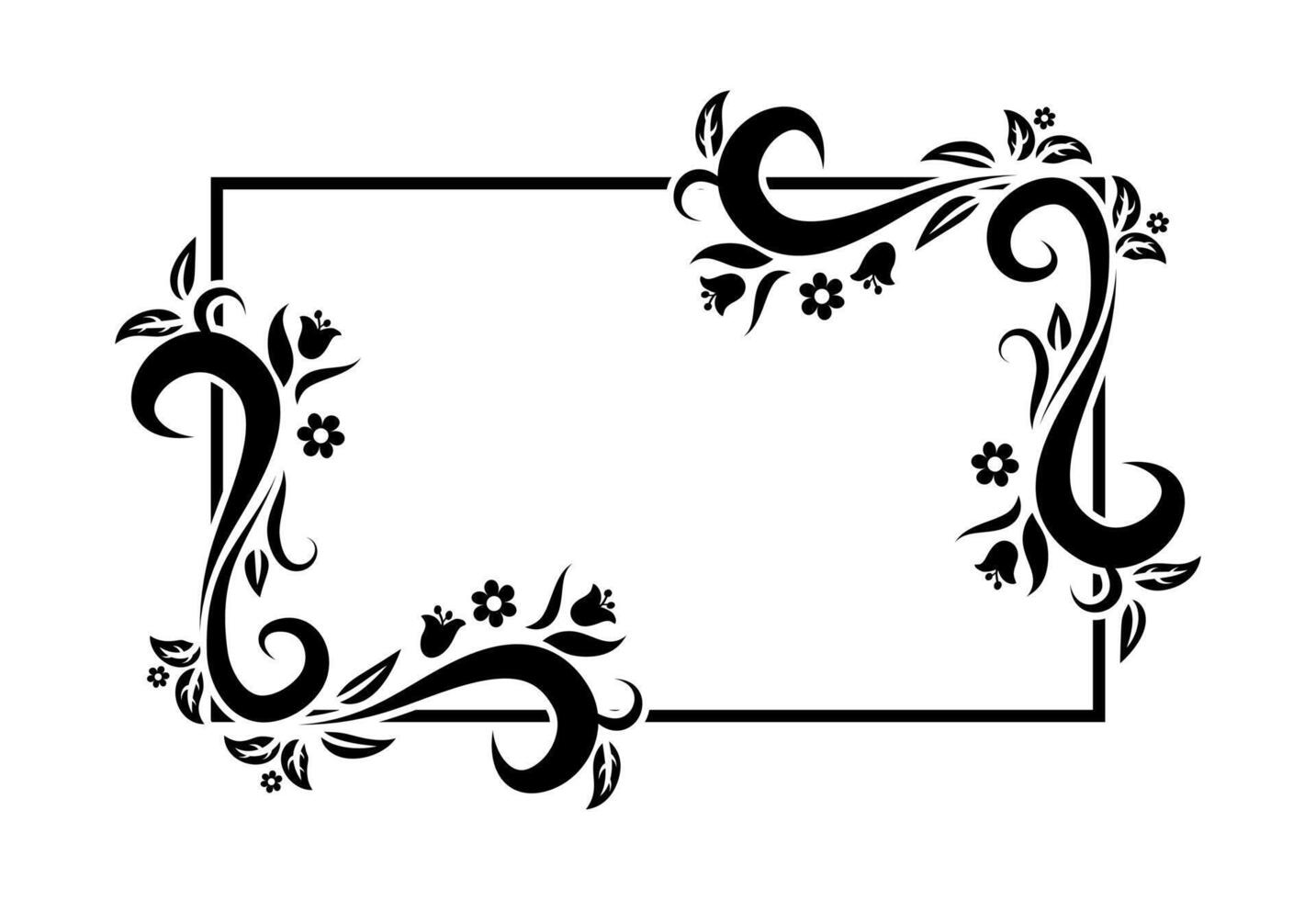 Vintage ornaments and frame set on black and white colour vector