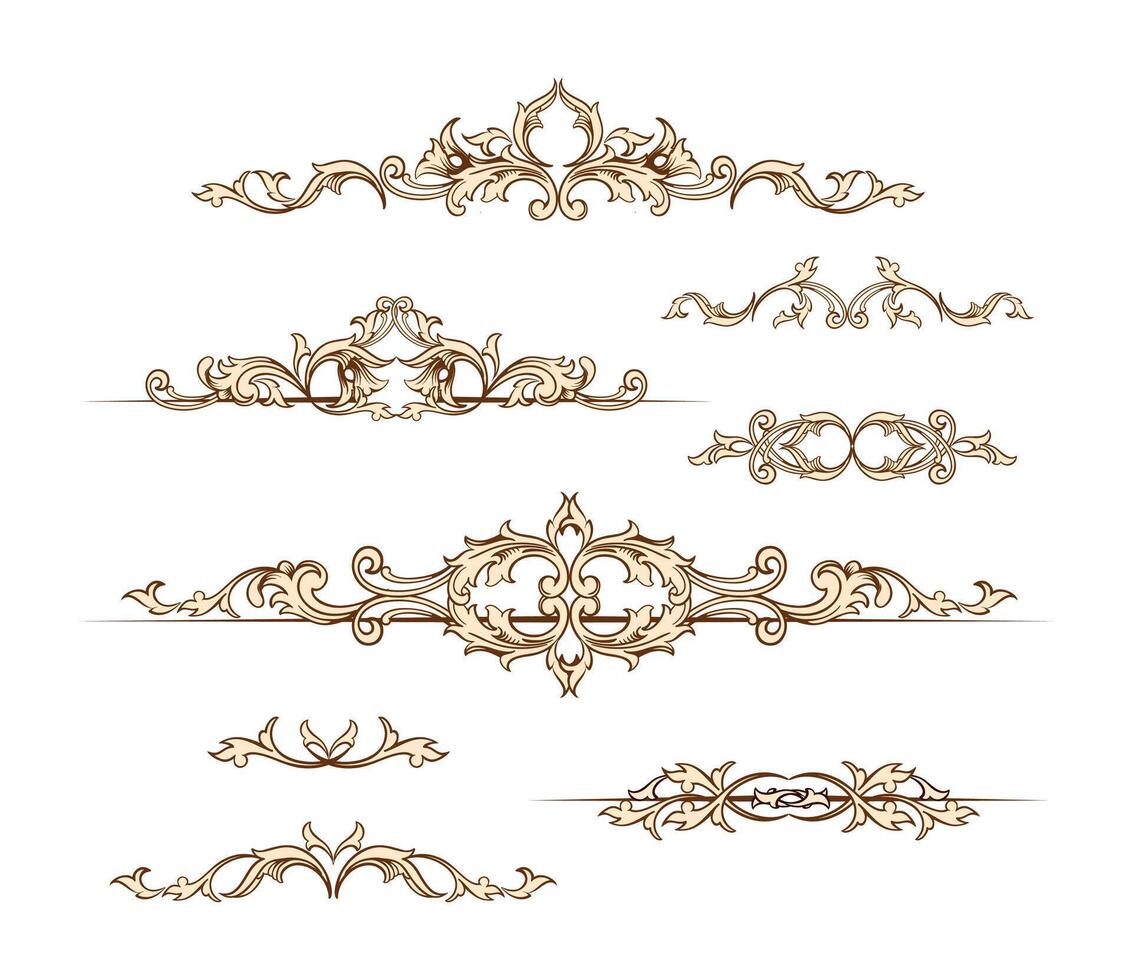 Set of Vintage Decorations Elements. Flourishes Calligraphic Ornaments and Frames. Retro Style Design Collection for Invitations, Banners, Posters, Placards, Badges. vector