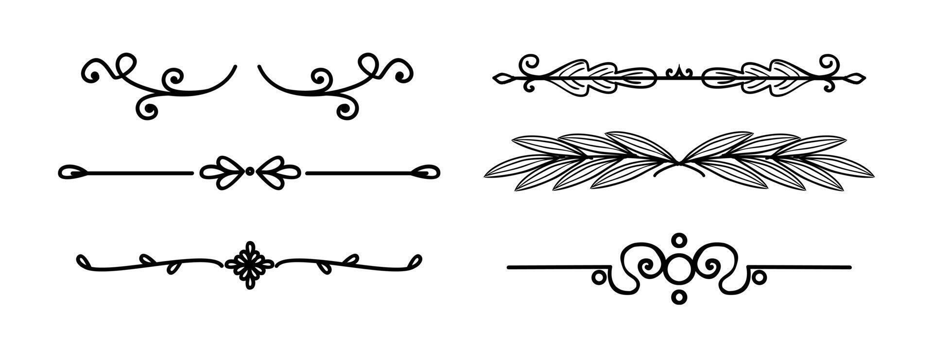 Drawn ornamental divider set on black and white colour vector