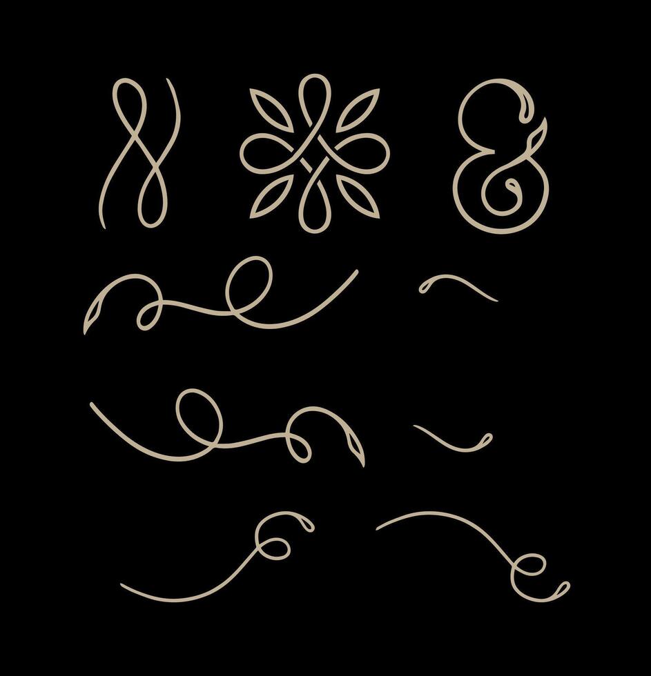 Ornate vintage frames element on gold colour vector