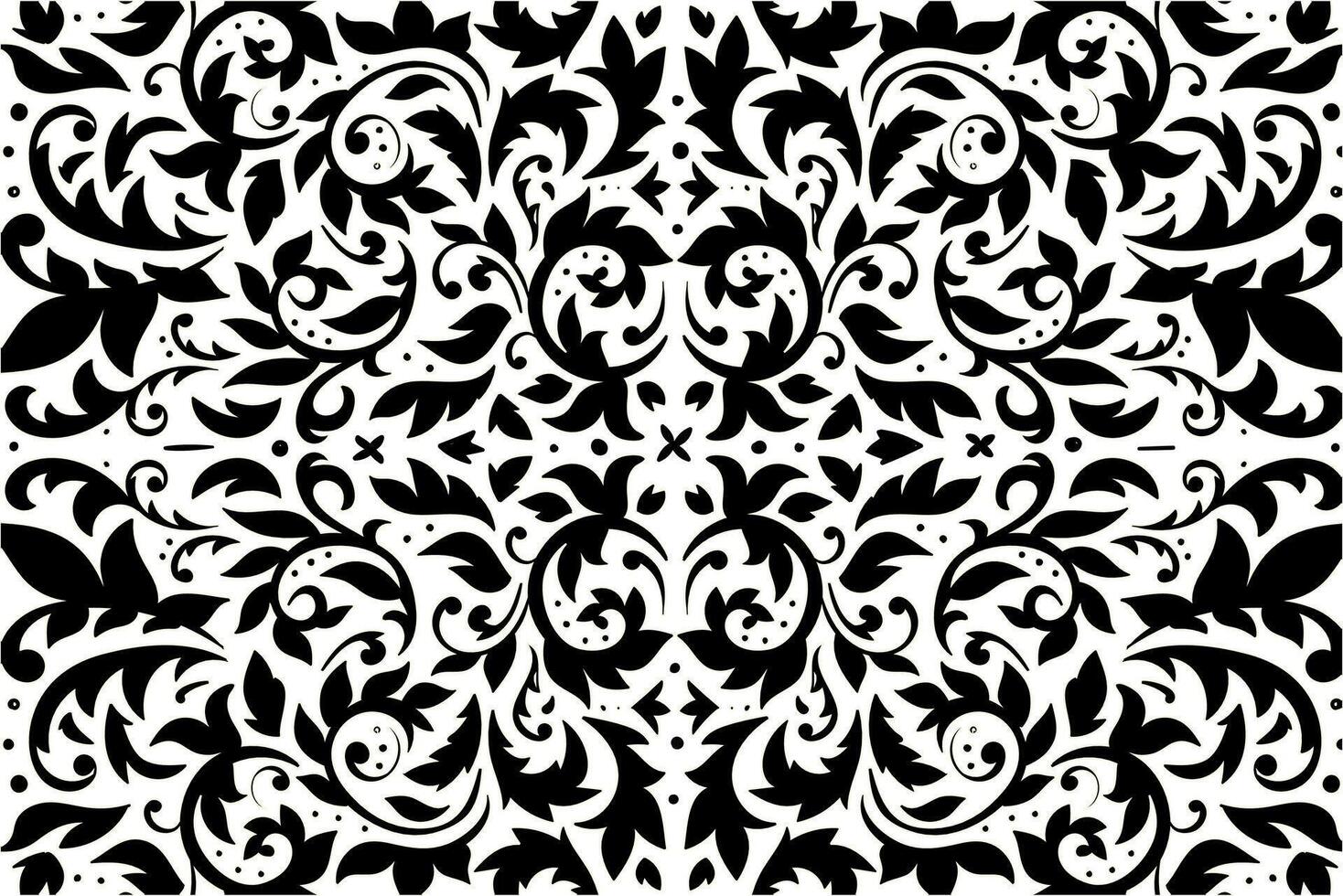 Hand drawn decorative damask background on black and white colour vector