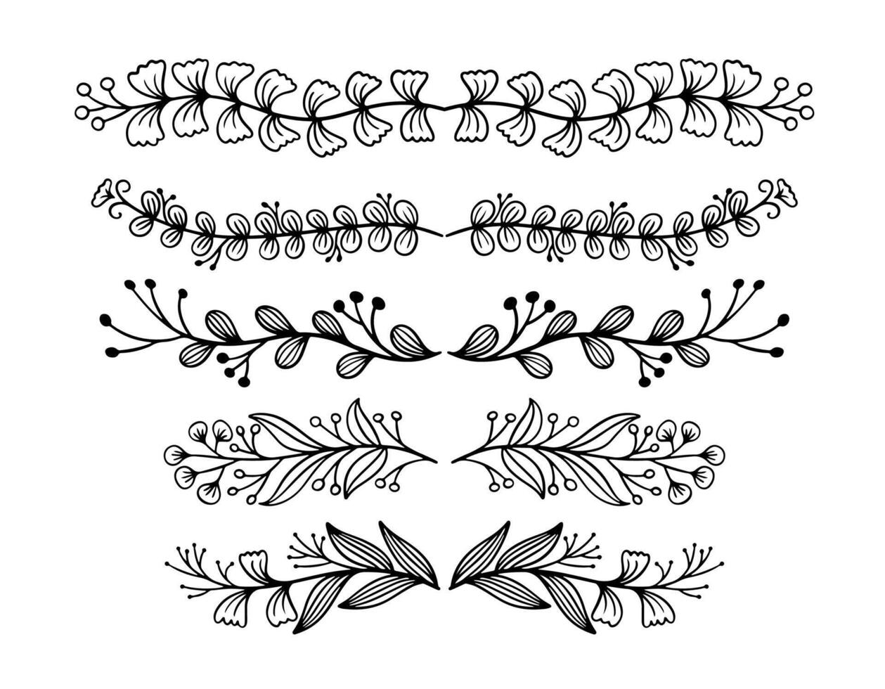 Hand drawn floral design elements, icons, shapes. vector