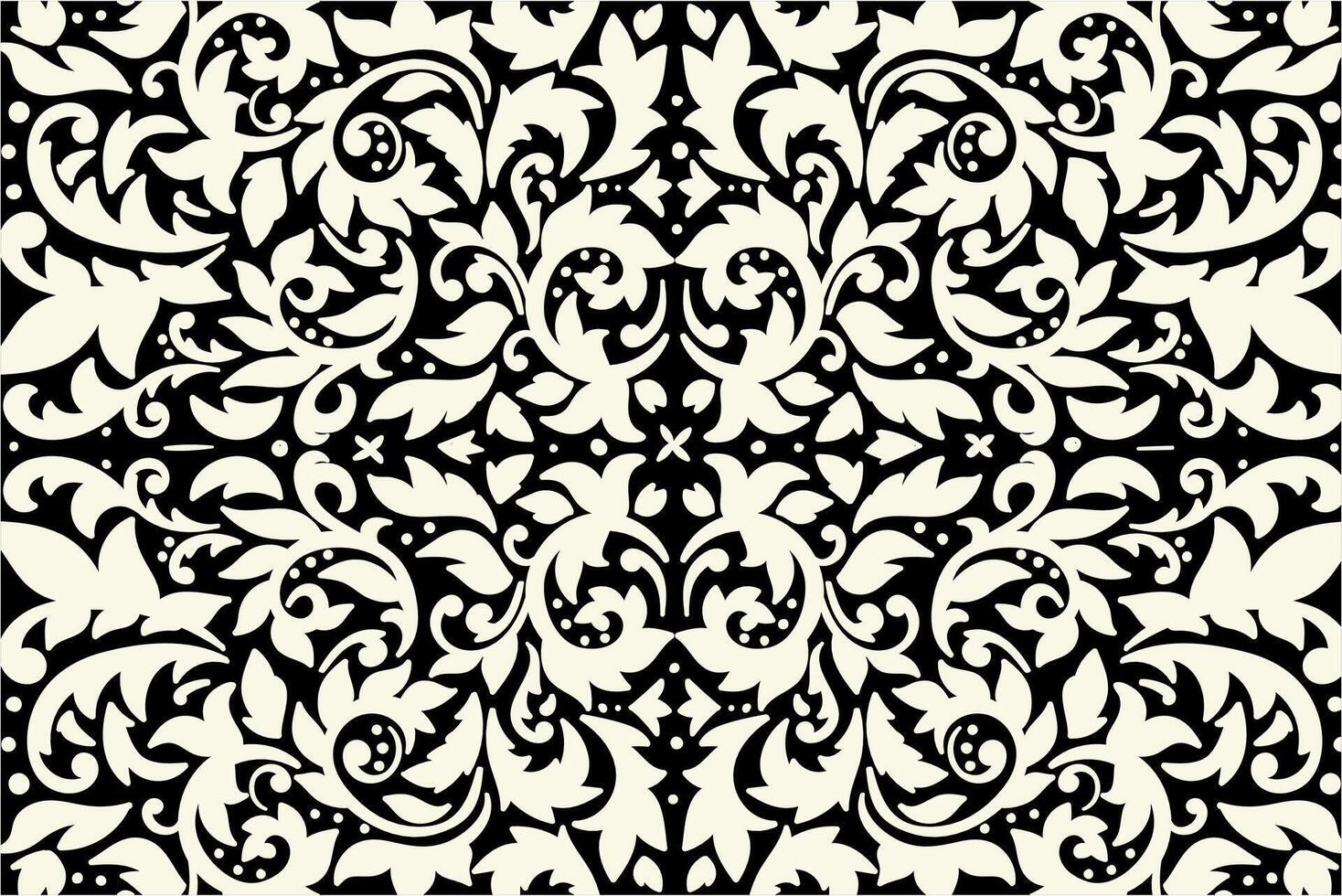 Hand drawn decorative damask background vector
