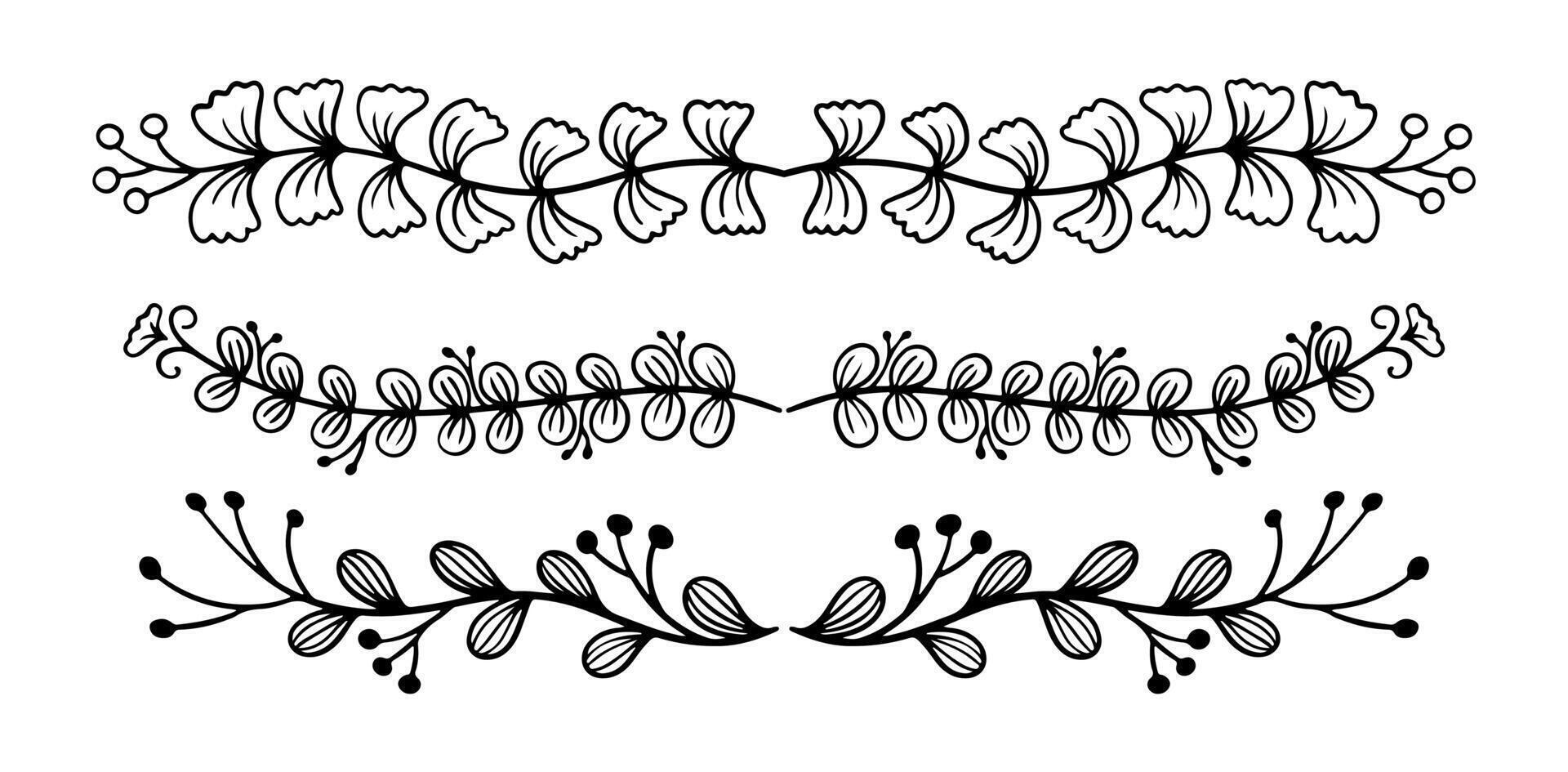 Hand drawn floral design elements vector