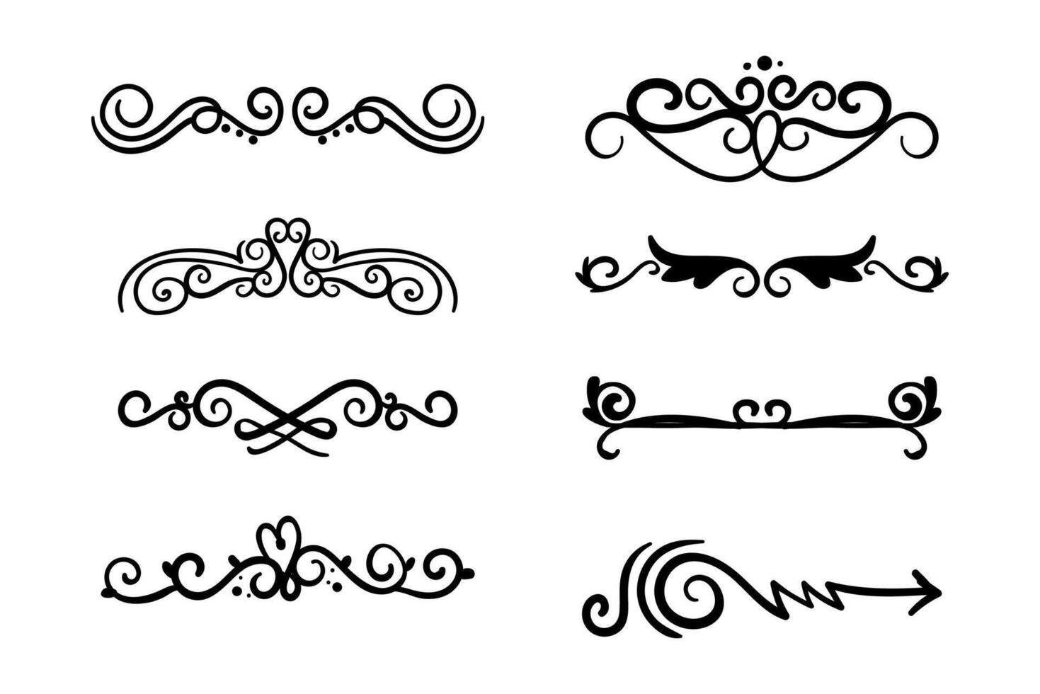 Pack of elegant hand drawn ornaments vector