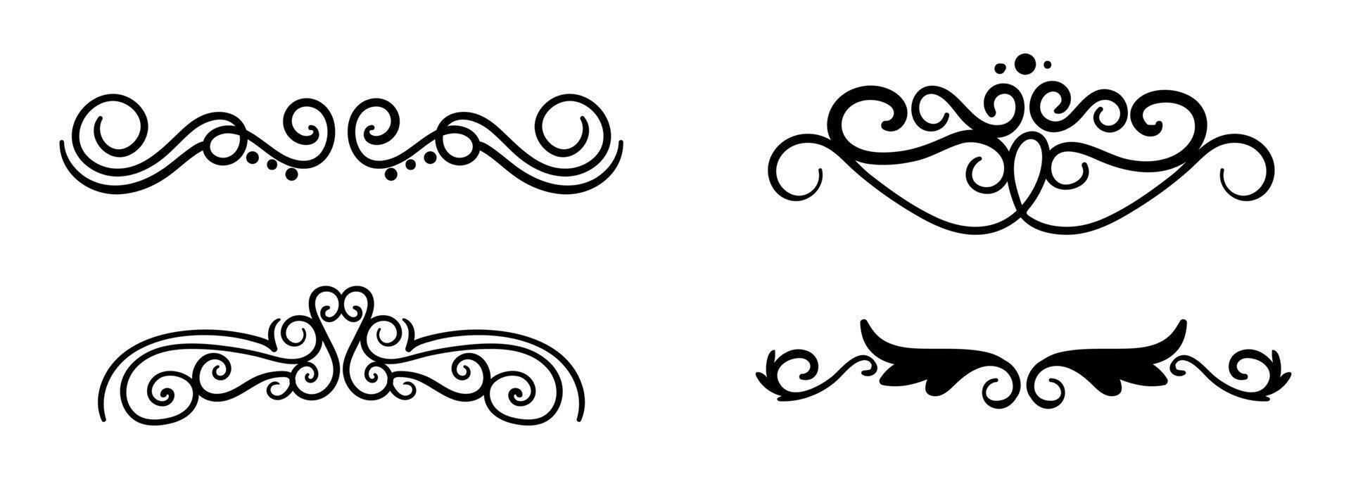 Pack of elegant hand drawn ornaments on black colour vector