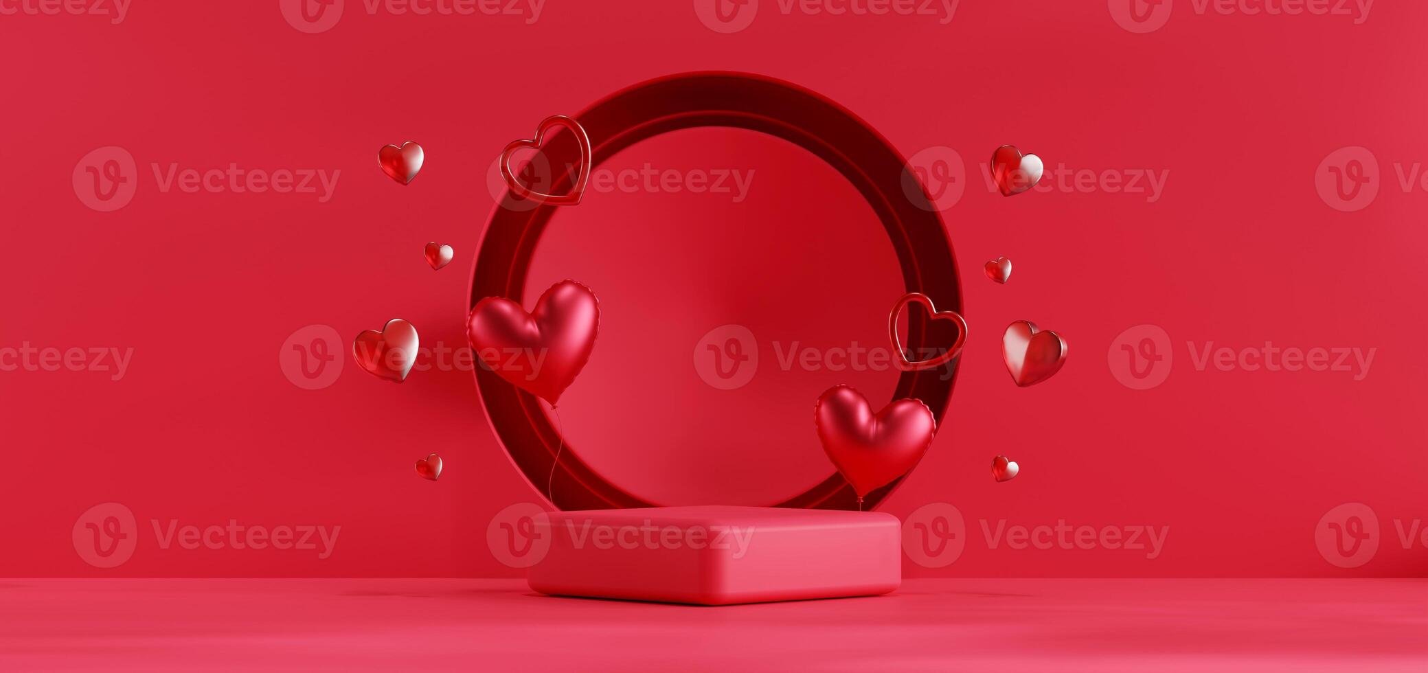 Podium red backdrop background for product display 3d rendering photo
