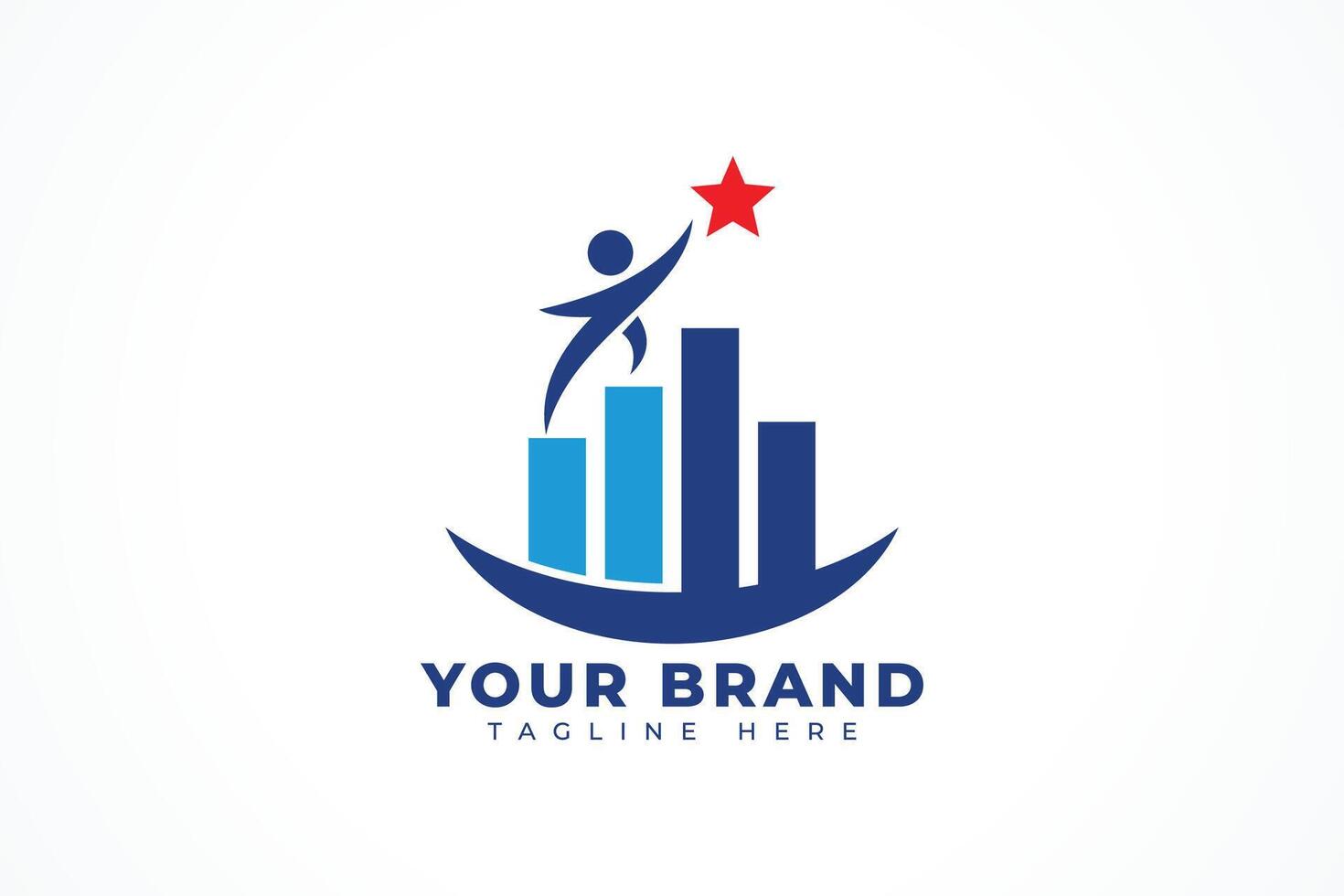 Success People with Chart Bar Logo Design Tempates vector