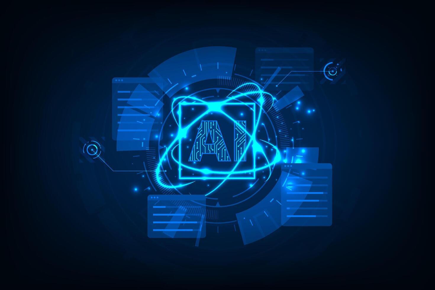 Artificial intelligence futuristic connection network concept. Abstract digital technology innovation background. vector