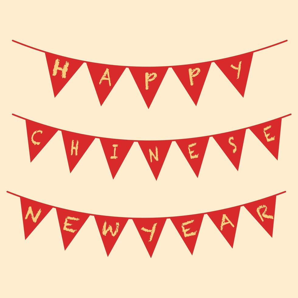 triangle flag happy chinese new year vector