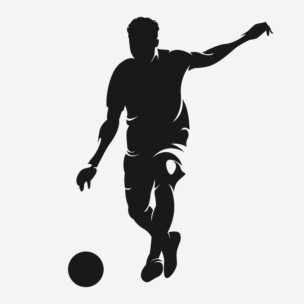 Silhouette of male football player, soccer athlete kicking the ball. Logo illustration. vector