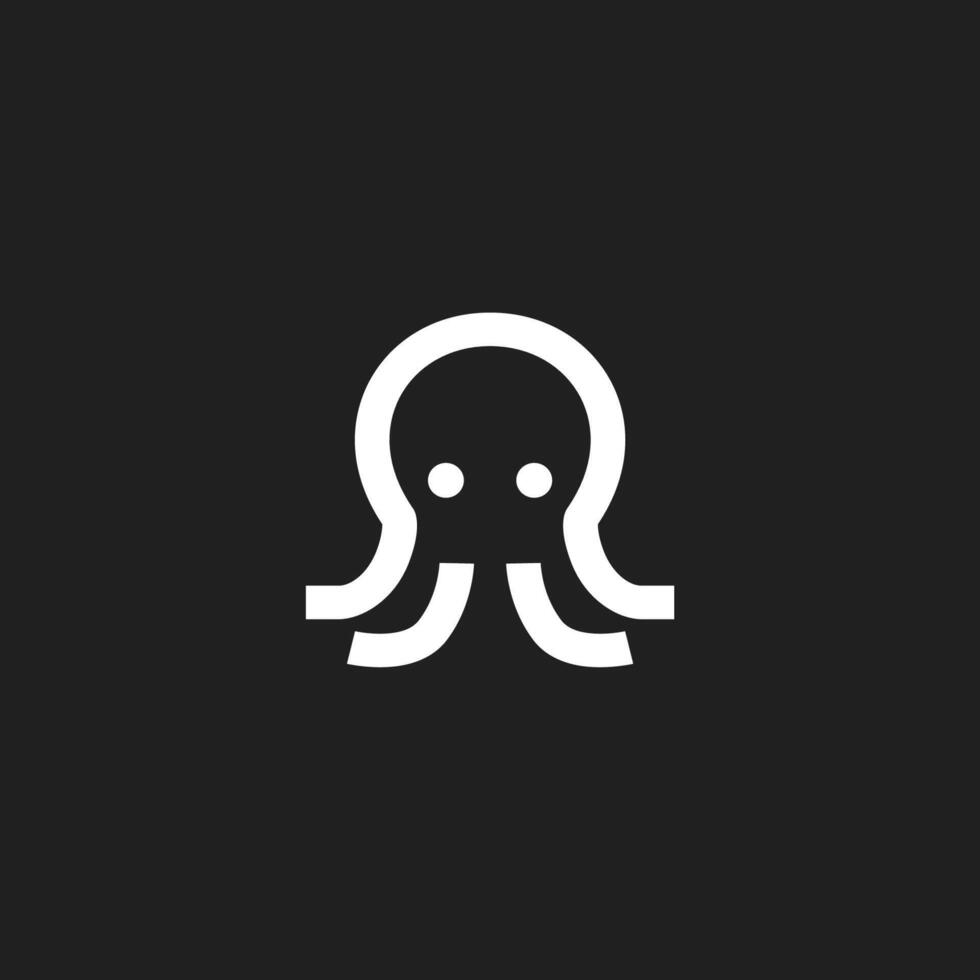 simple minimalist flat bold line modern squid octopus sea ocean animal logo illustration vector