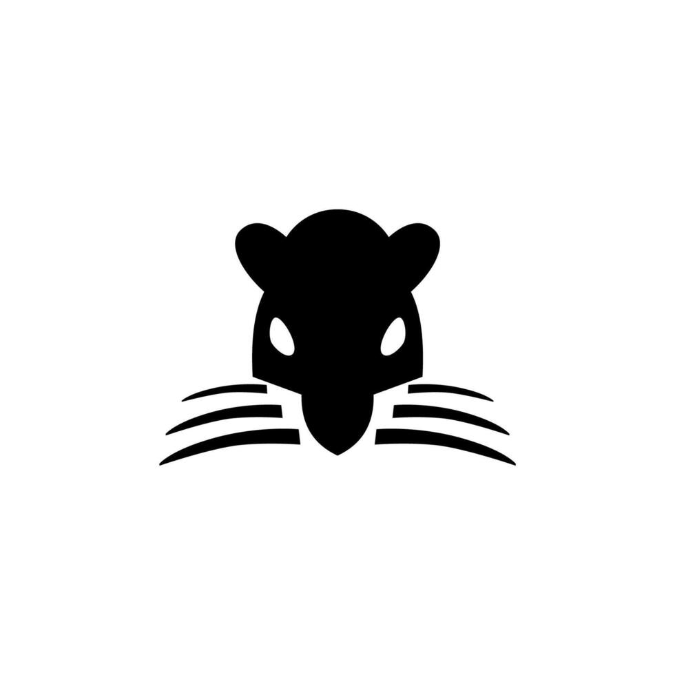 simple bold minimalist modern flat mouse mice rat head front view logo illustration vector
