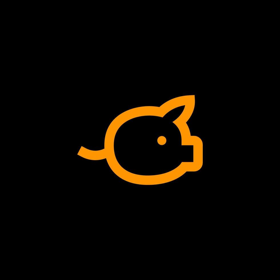 pig piglet simple line art icon logo design, modern logo pictogram design of swine vector