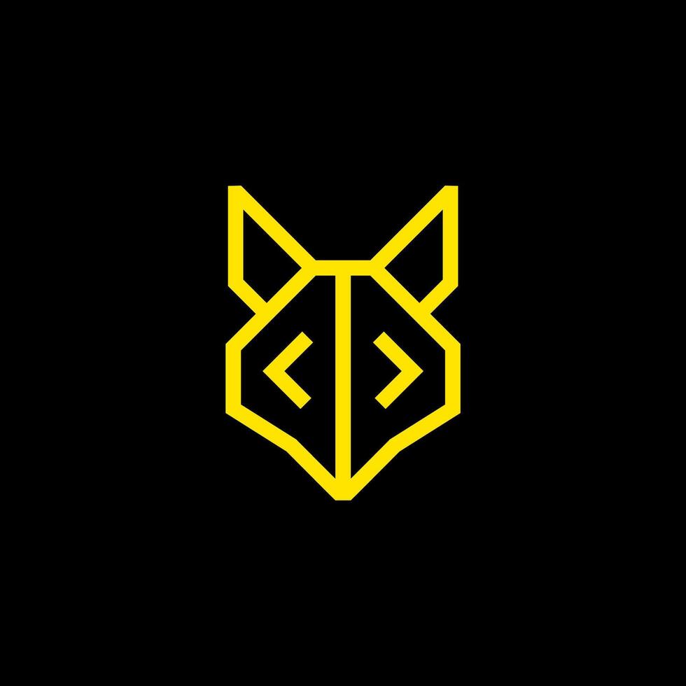 Minimalist fox logo design line art concept, outline, modern bold cutout black and white vector