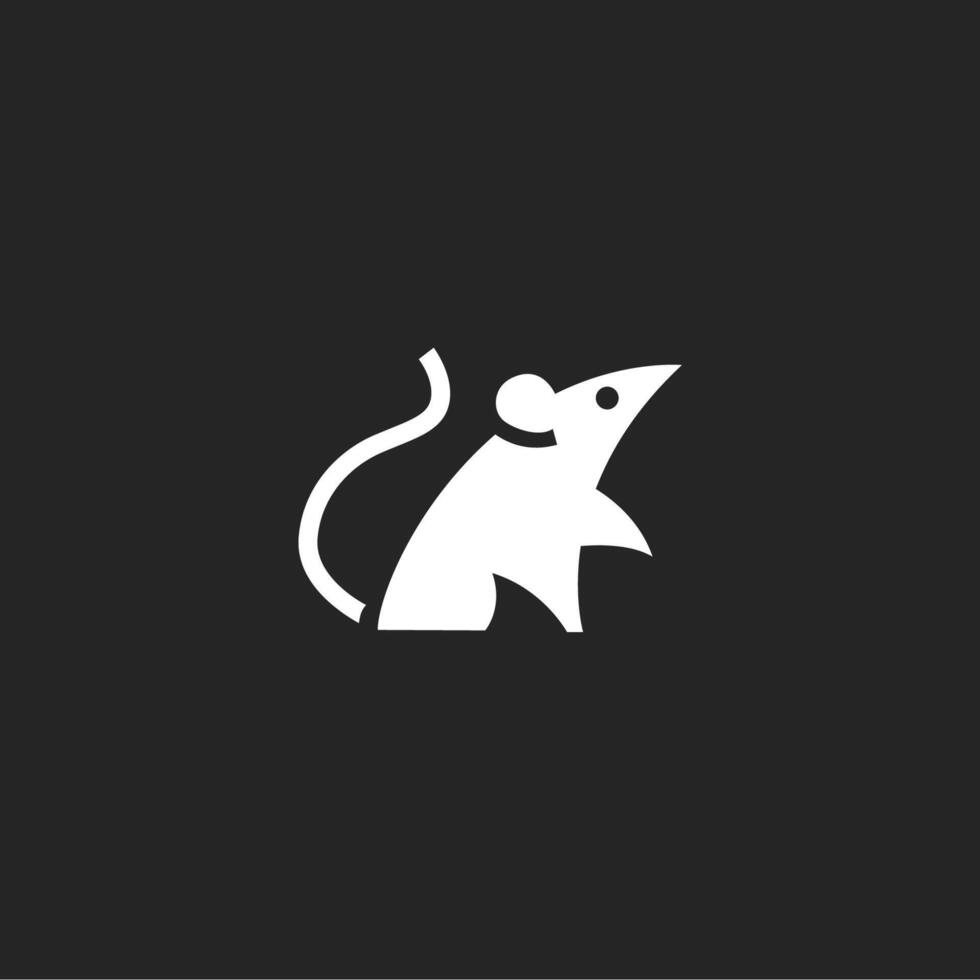 simple bold minimalist modern flat mouse mice rat logo illustration vector