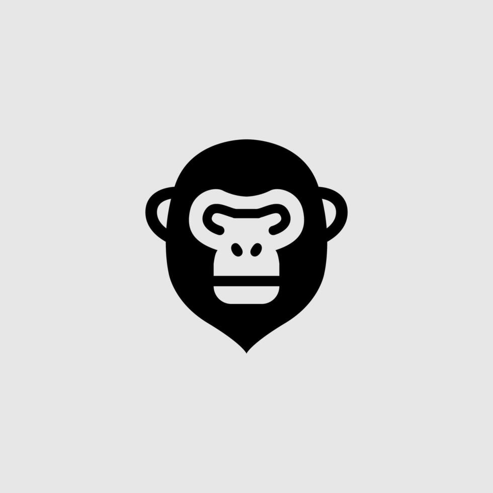 Minimalist and Modern Monkey Logo Design, Simple Chimpanzee, Elegant Orangutan Head Illustration black and white vector