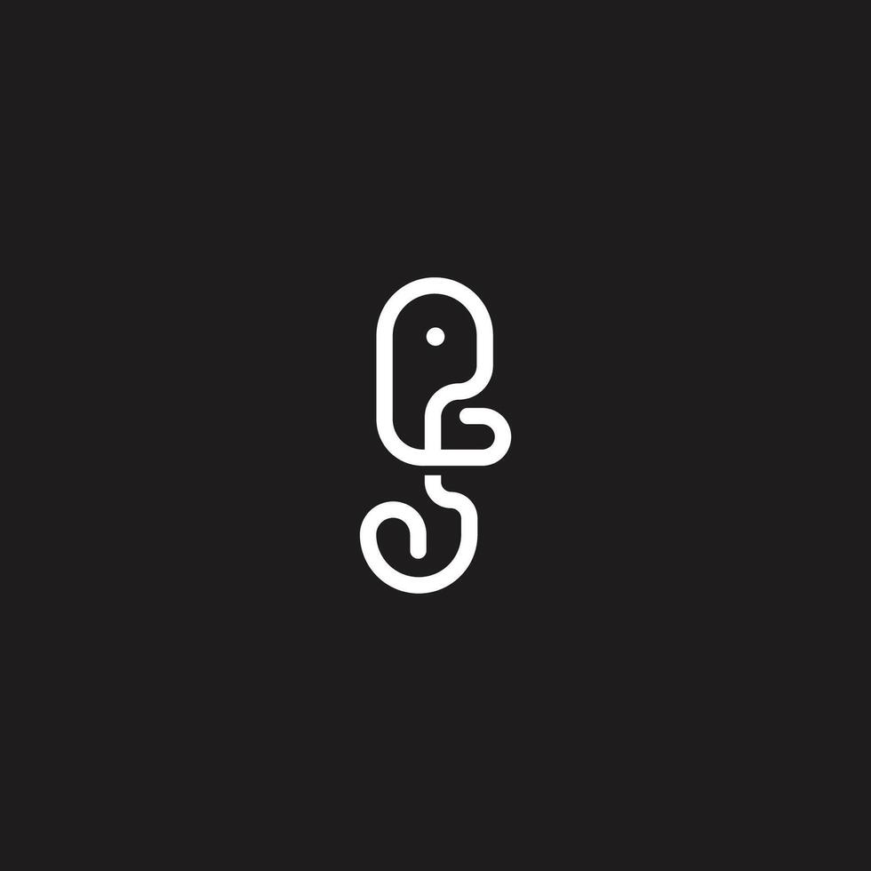 outline bold line simple modern minimalist elephant head logo illustration vector