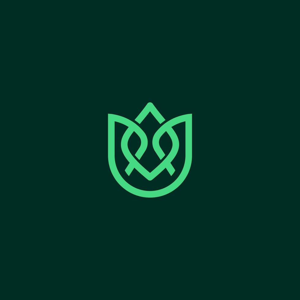 simple outline nature leaf logo illustration isolated in black background vector