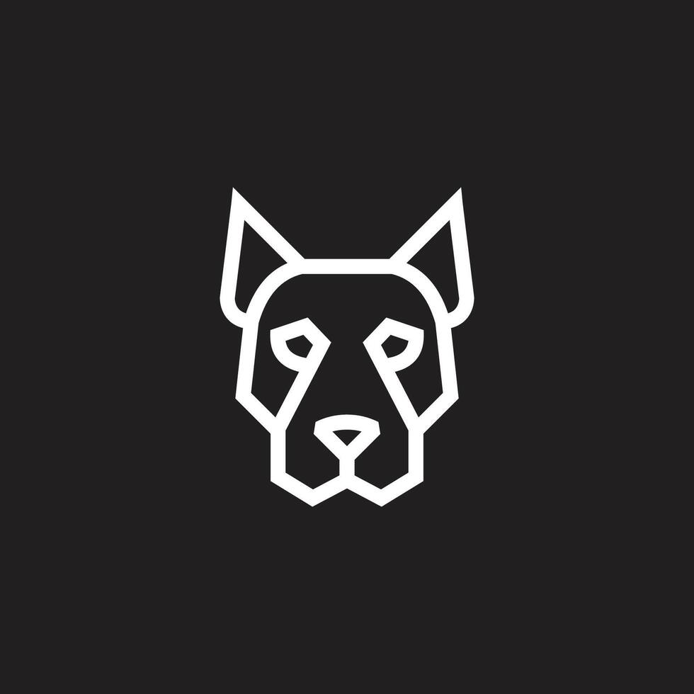 Dog pug head logo design design. modern line art, bold outline black and white vector