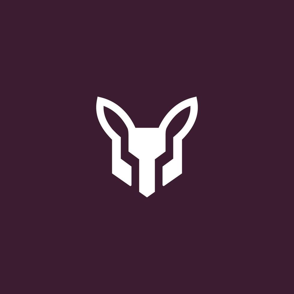 fox or cat head logo simple modern flat illustration gamming masculine cutout negative space vector