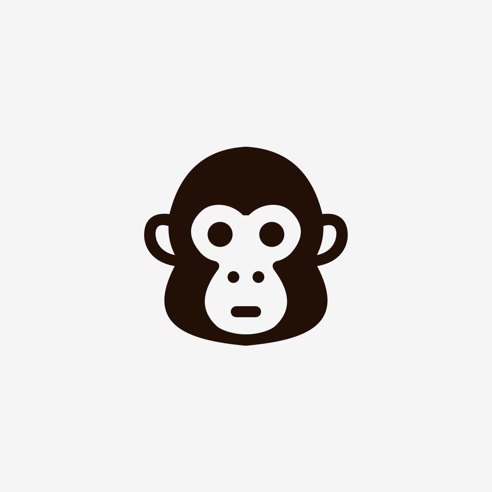 Minimalist and Modern Monkey head Logo Design, Simple Chimpanzee, Elegant Orangutan apes Head Illustration vector