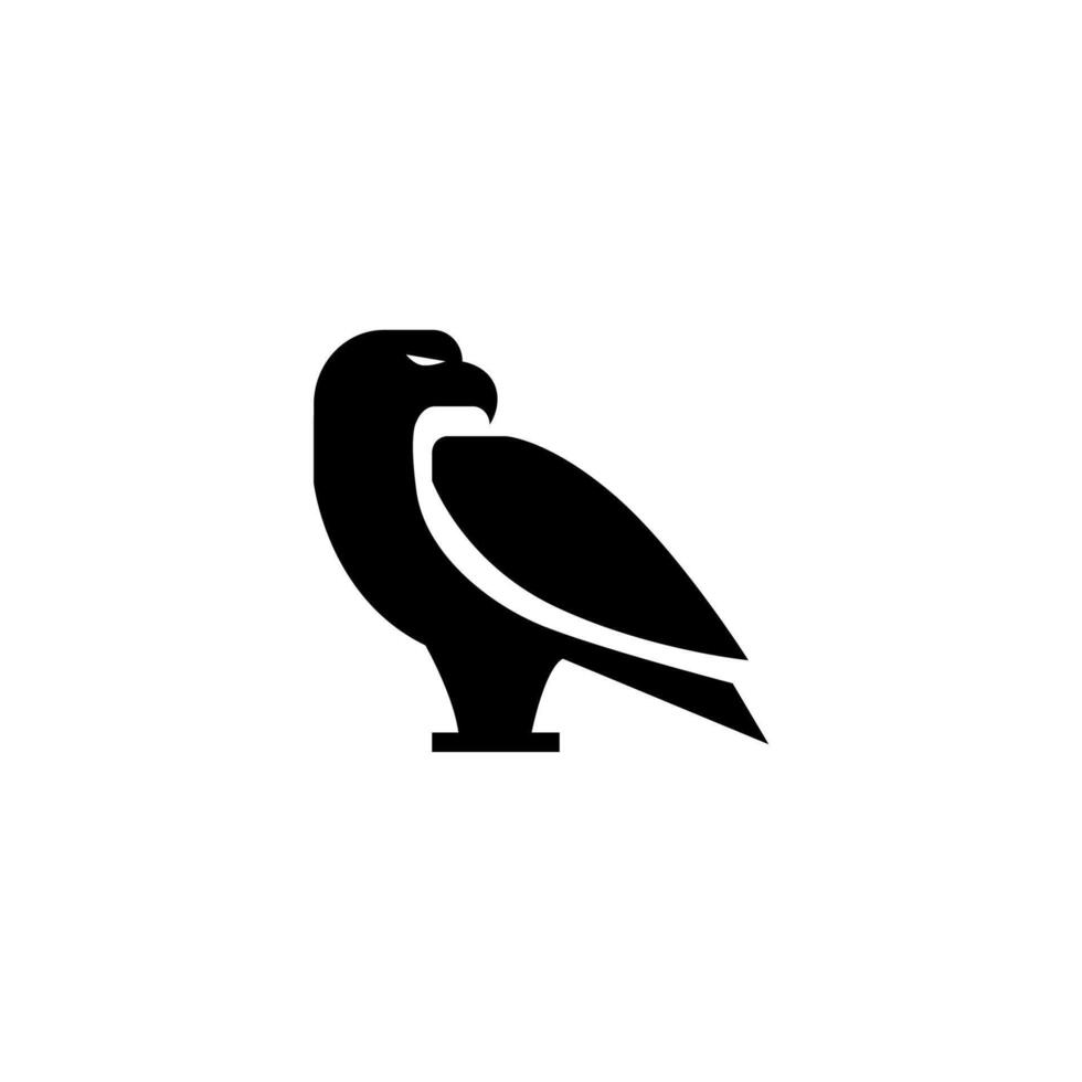 simple minimalist bold black and white modern bird hawk eagle side view logo illustration vector