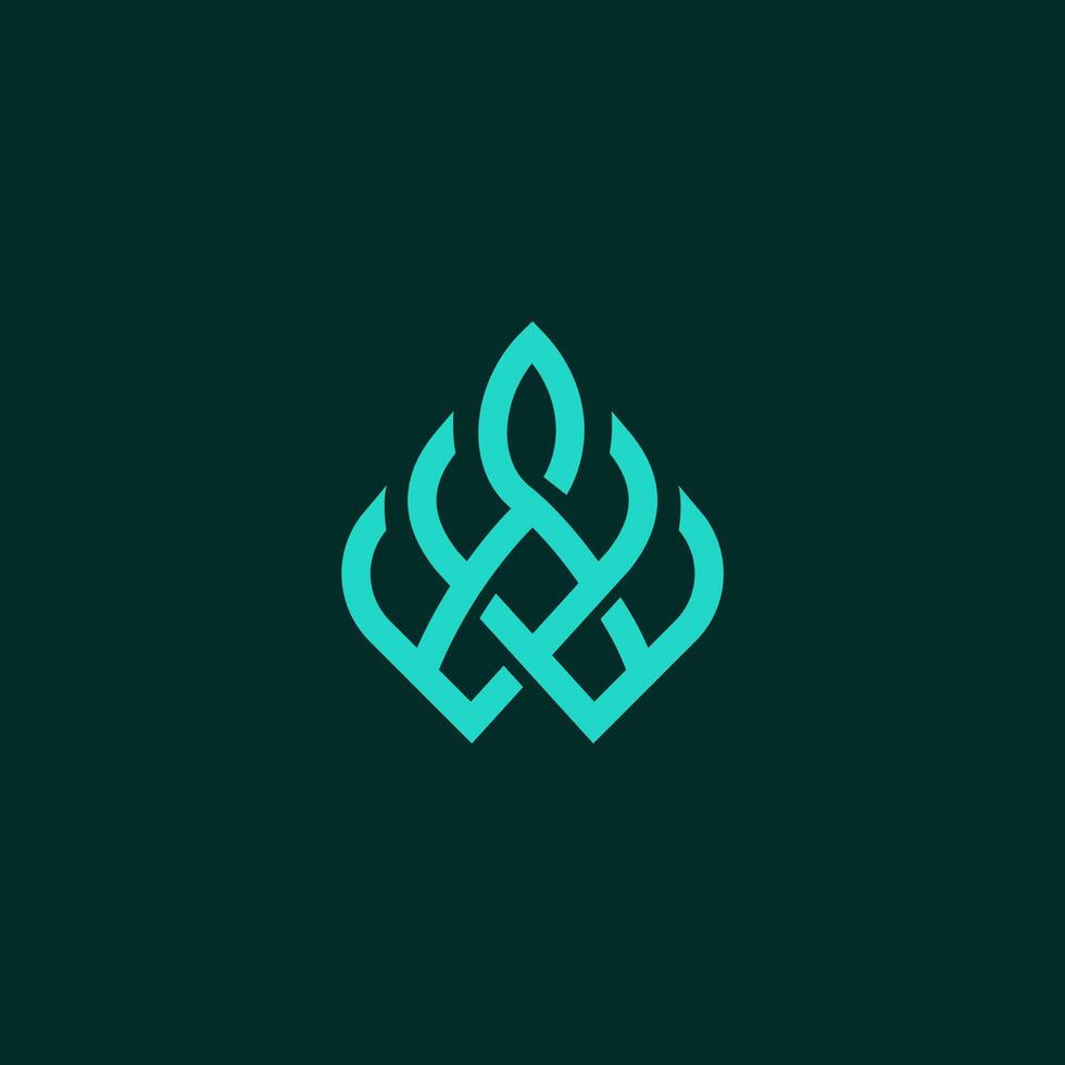 simple outline nature leaf logo illustration isolated in black background vector