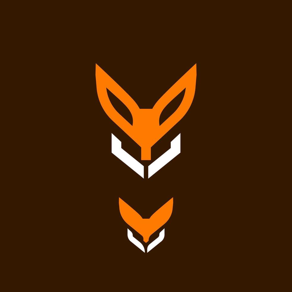 Minimalist Fennec fox head orange and white logo design line art concept, modern bold cutout logo illustration vector