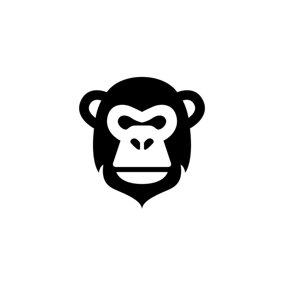 Minimalist and Modern Monkey Logo Design, Simple Chimpanzee, Elegant Orangutan Head Illustration black and white vector