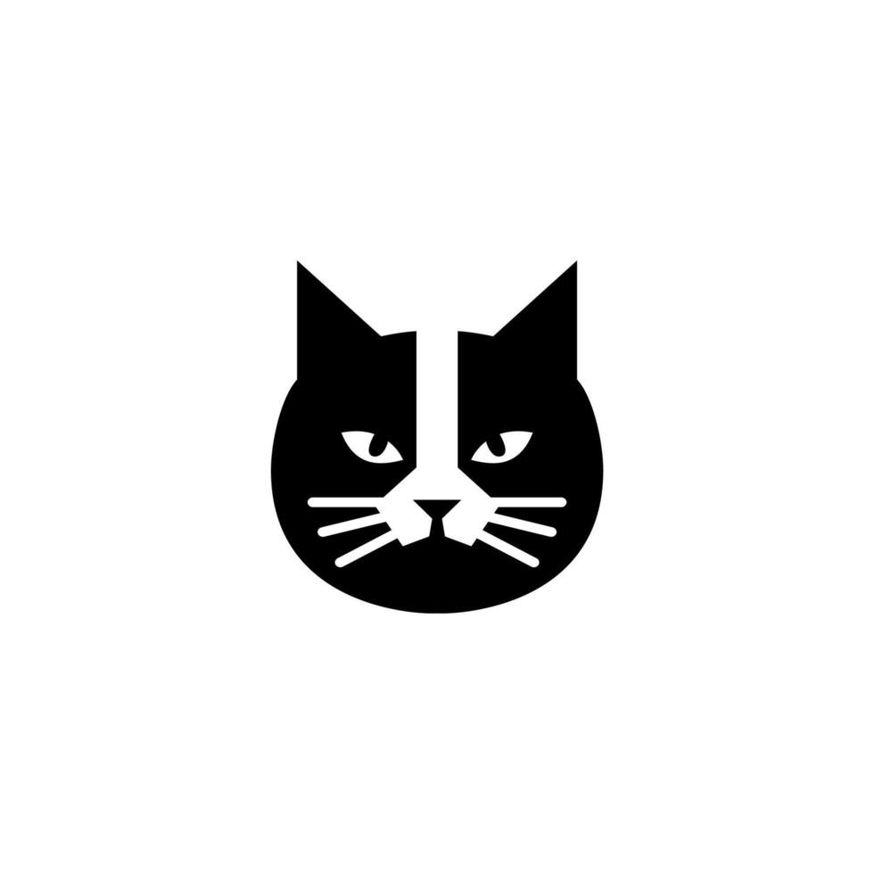 minimalist modern simple flat line art cute cat head face pet shop logo black and white vector