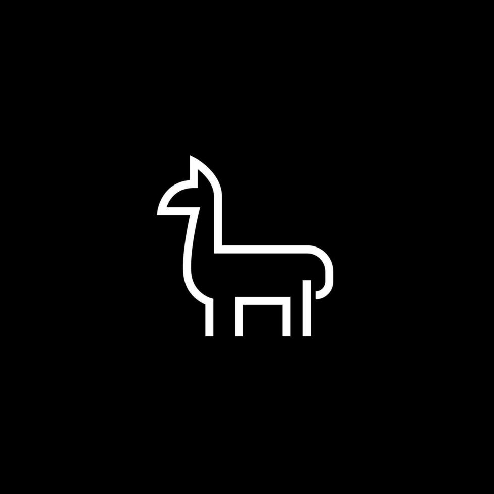 simple minimalist modern outline line art llama or alpaca logo illustration, simple black and white logo set vector