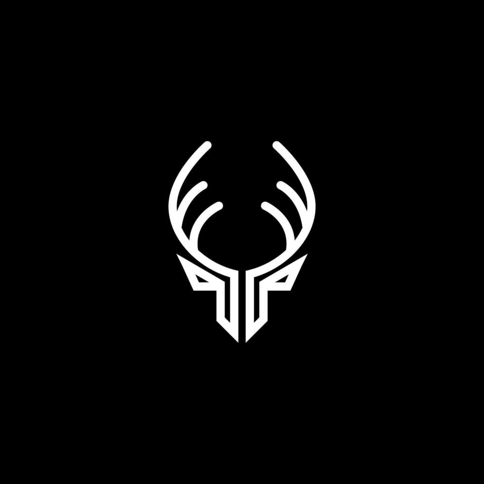 simple minimalist modern outline black and white deer antlers head logo line art geometric vector