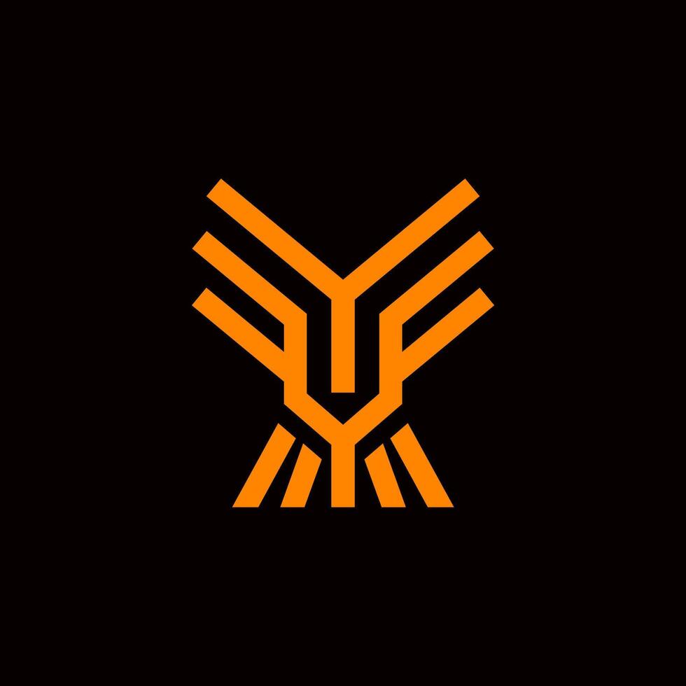 simple minimalist flat bold line modern phoenix startup bird logo illustration, isolated in black background vector