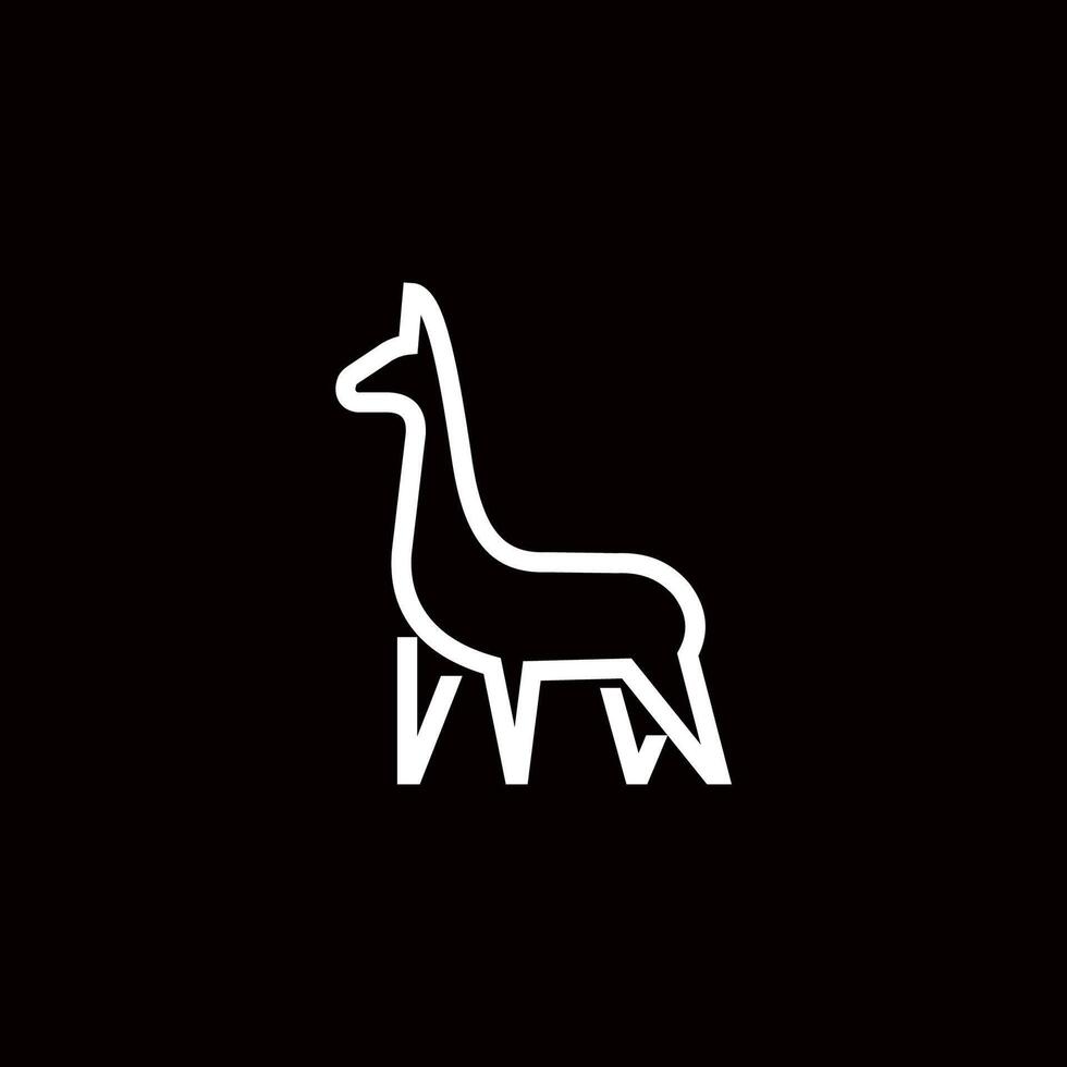 alpaca, llama home logo design simple minimalist modern bold line logo illustration vector