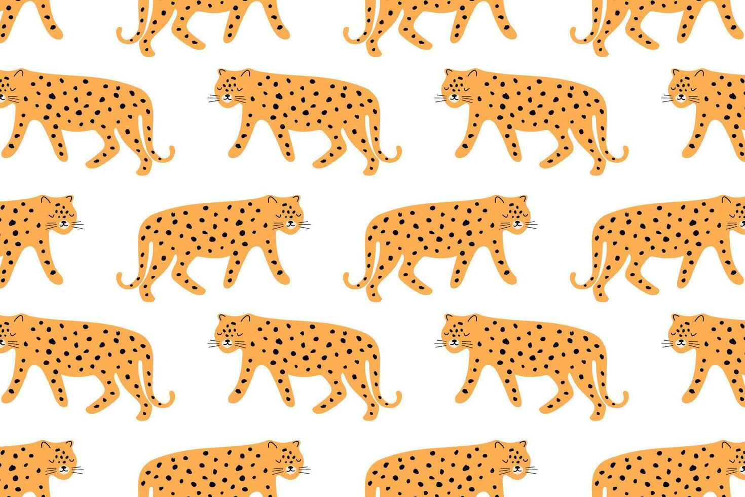 Colorful leopard seamless pattern with hand drawn doodle concept. Trendy animal background vector