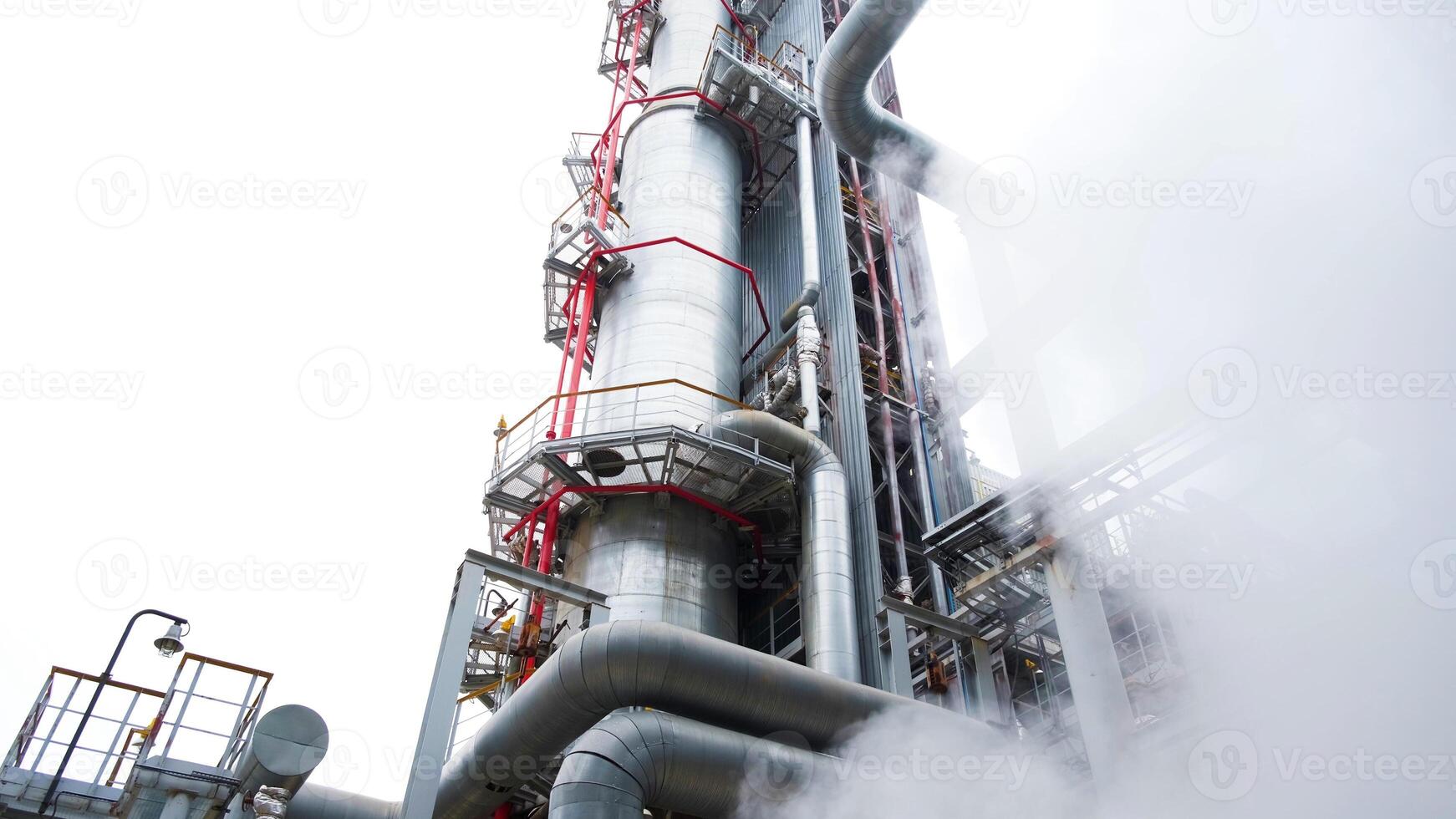 A large pipe with steam coming out of it photo