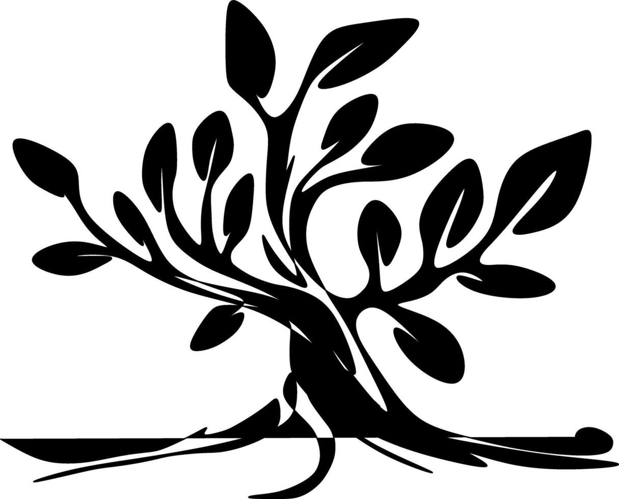 Silhouette of tree illustration in black and white vector