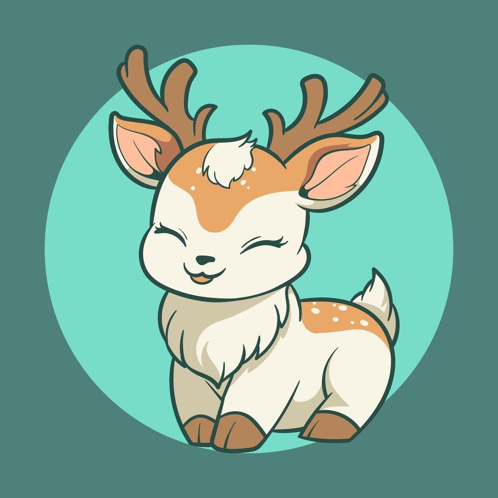 A cute deer with horns and a smile vector